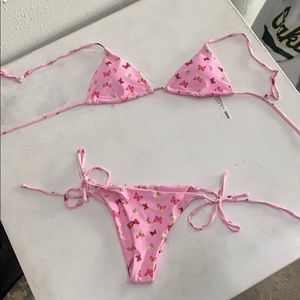 Pink and red butterfly shein bikini